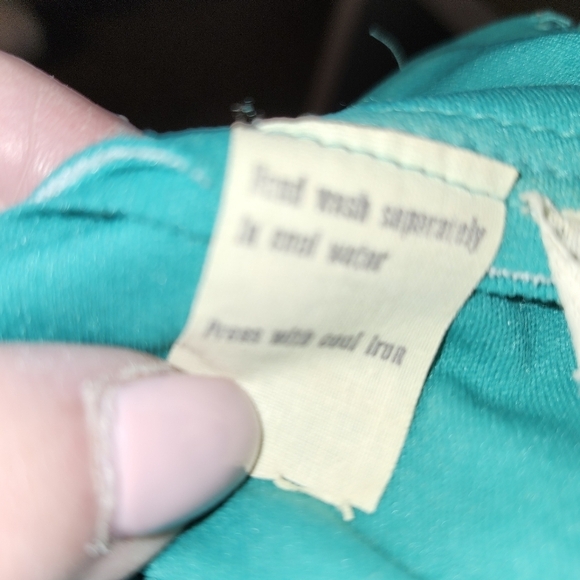 VINTAGE Elegant Teal Halter Dress - Picture 4 of 5